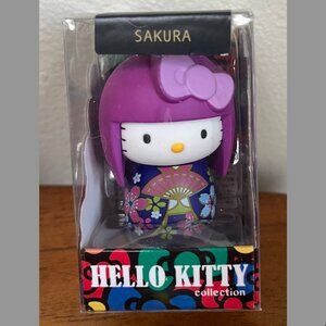 Hello Kitty Collectible Kokeshi Doll Japanese Sakura Kimono Red Pink Sanrio Doll